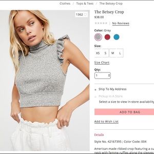Free People Betsey Crop Top Grey Medium